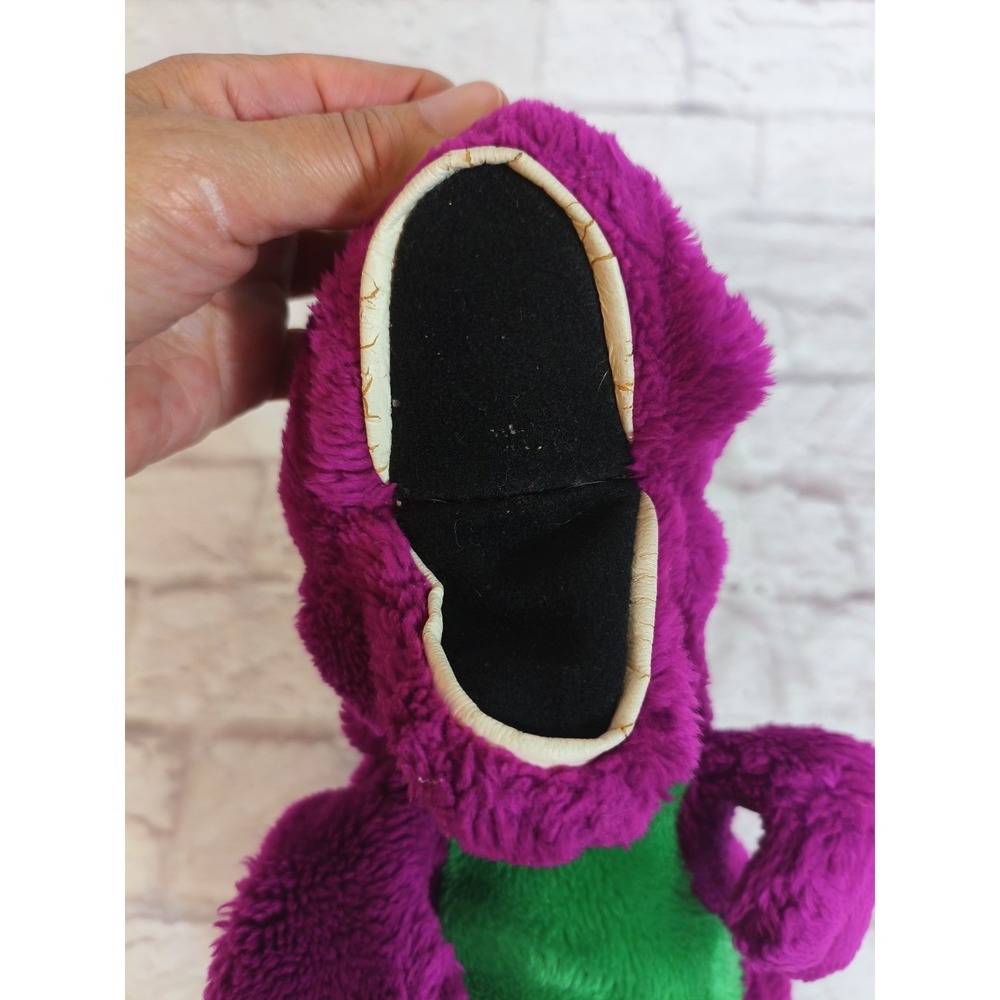 1992 BARNEY Puppet Purple Dinosaur Stuffed Animal 13" Plush Lyons Golden Bear - Picture 10 of 12